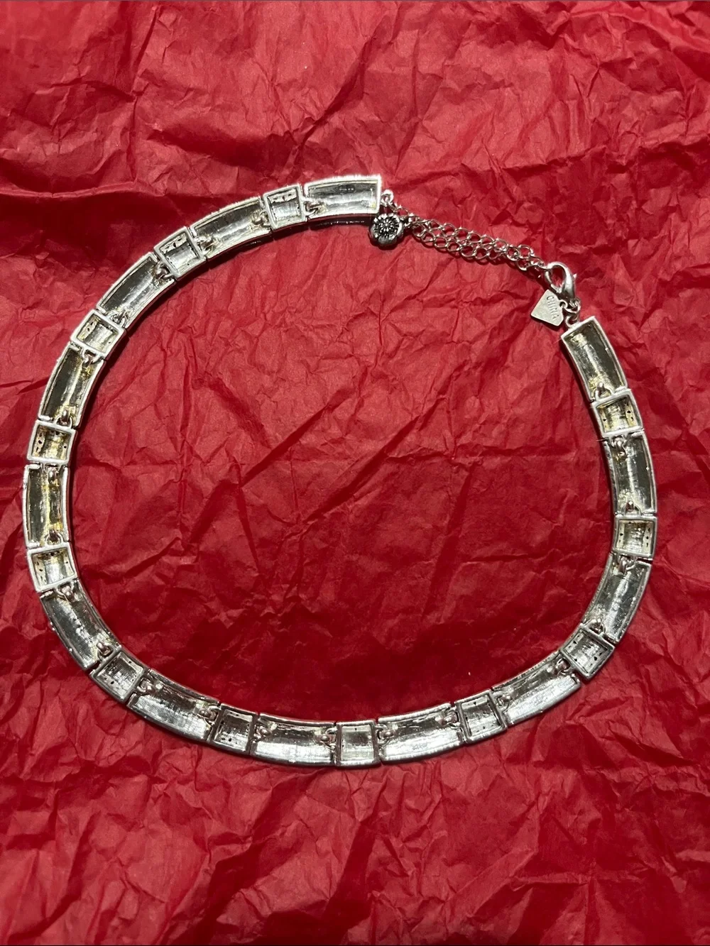 Cookie Lee Silver and Black Statement Collar Necklace